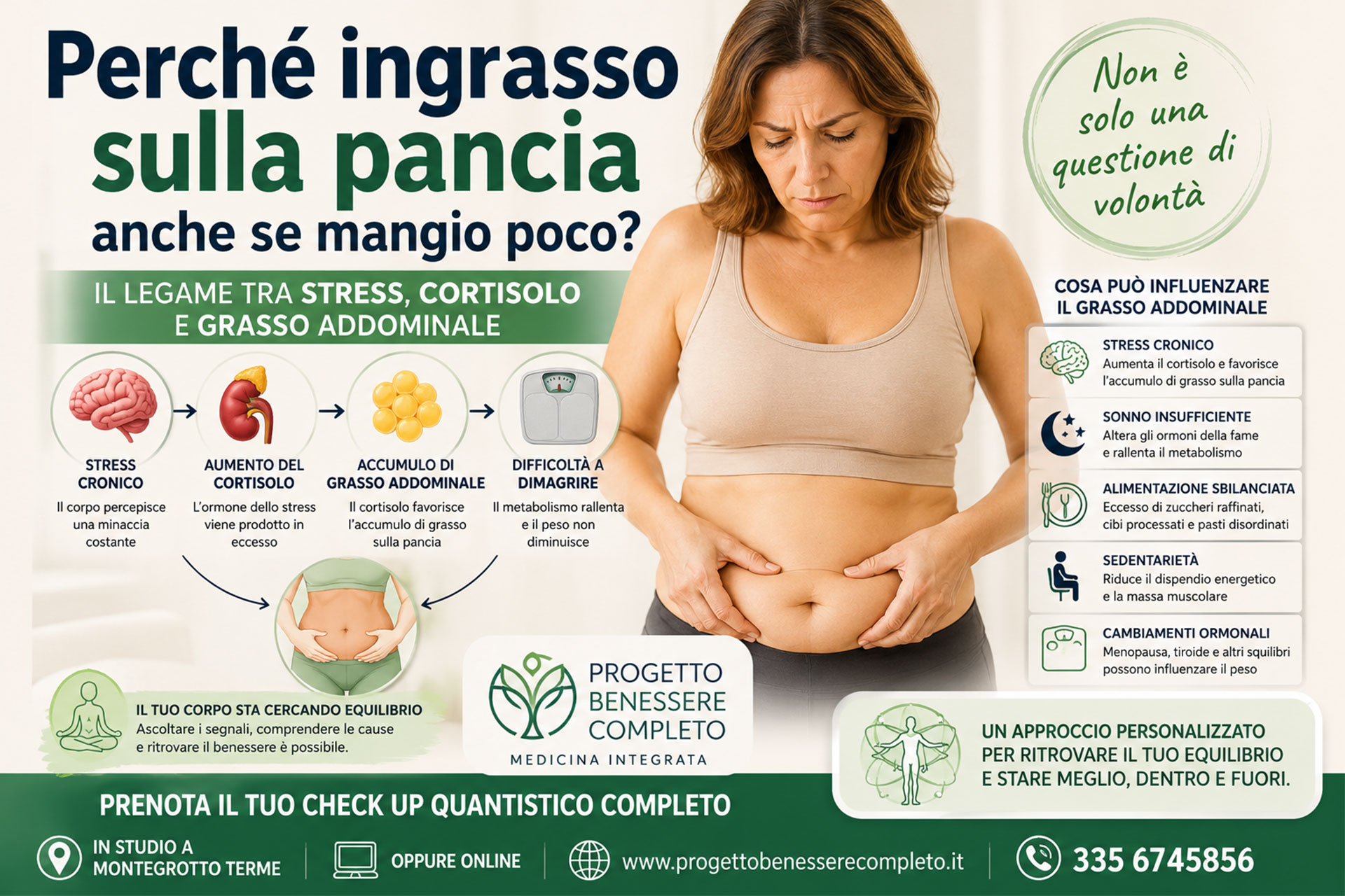 Perché ingrasso sulla pancia anche se mangio poco? Il legame tra stress, cortisolo e grasso addominale