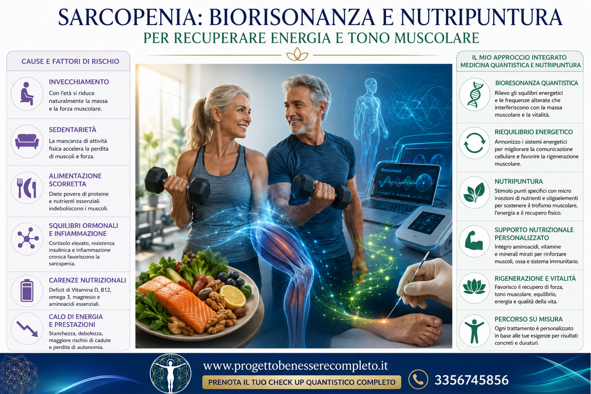 Sarcopenia: biorisonanza e nutripuntura per recuperare energia e tono muscolare